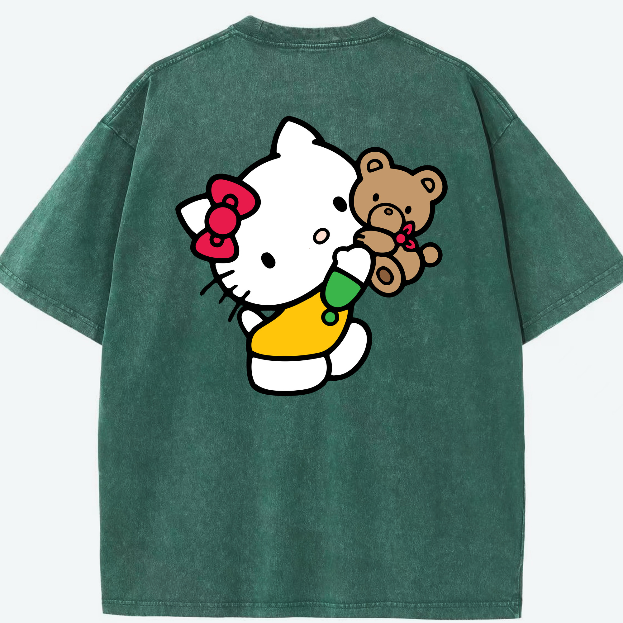 （画像用） Hello Kitty ハローキティ 綿100% ヴィンテージ風 半袖Tシャツ（背面プリント）
